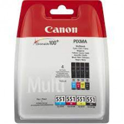 Canon CLI-551 C/M/Y/BK Photo Value Pack - 4-pack - 7 ml - black, yellow, cyan, magenta - original - blister with security - ink tank / paper kit - for PIXMA iP8750, iX6850, MG5550, MG5650, MG5655, MG6450, MG6650, MG7150, MG7550, MX725, MX925
